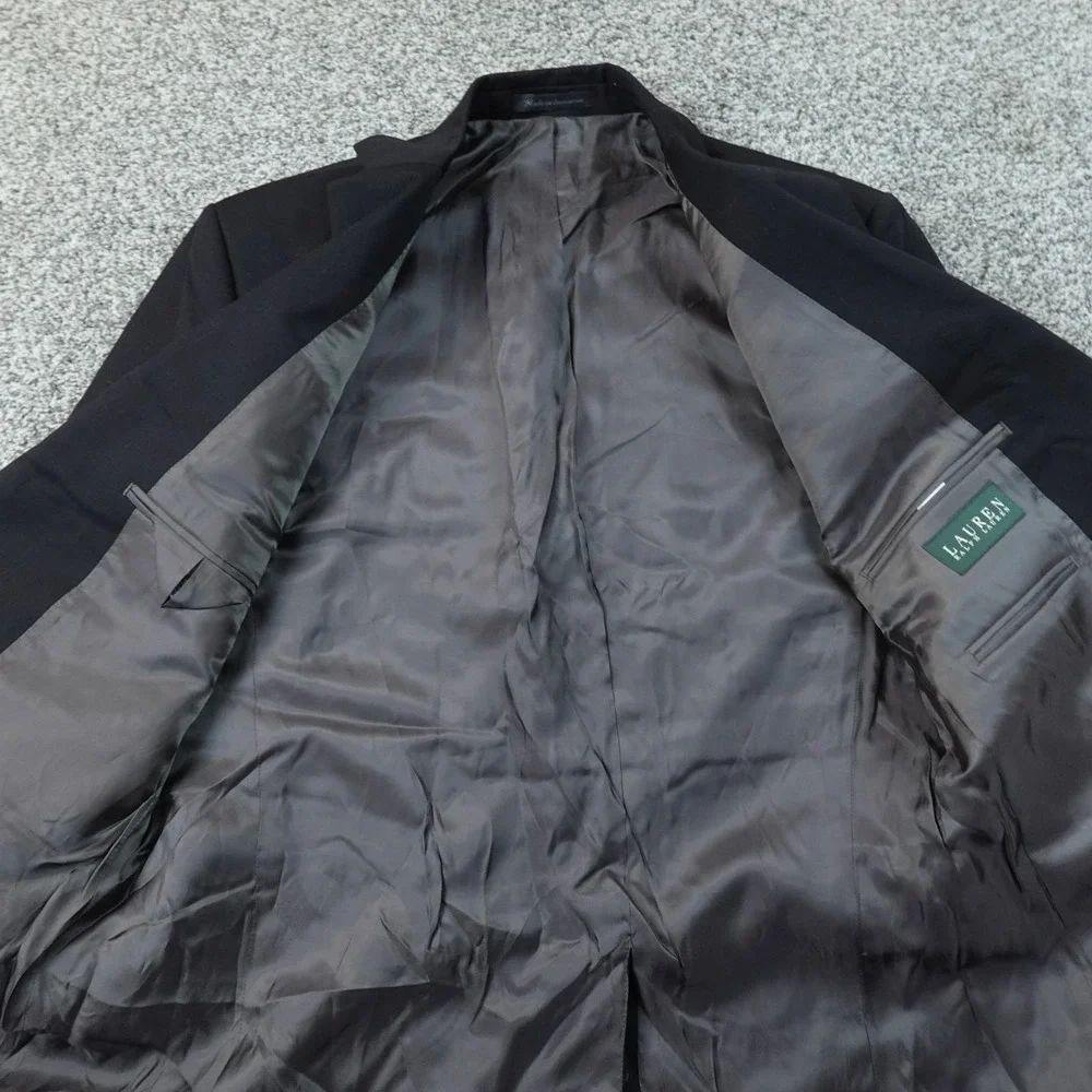 Ralph Lauren Blazer Mens 40R Black Wool Two Button Notch Lapel Sport Coat Jacket